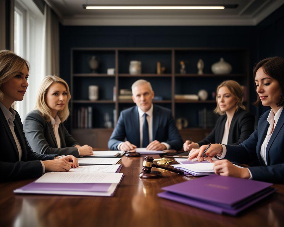 Solstice Legal legal team meeting in a refined London office with contract drafts spread across a polished table